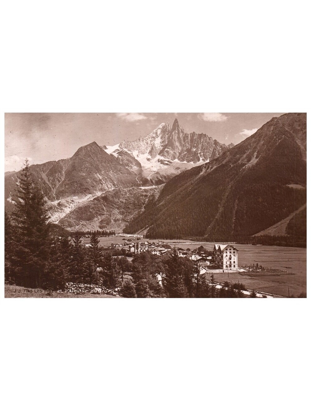 Vintage Postcard 1910s Les Praz Aiguille du Dru Chamonix Mont Blanc Alps